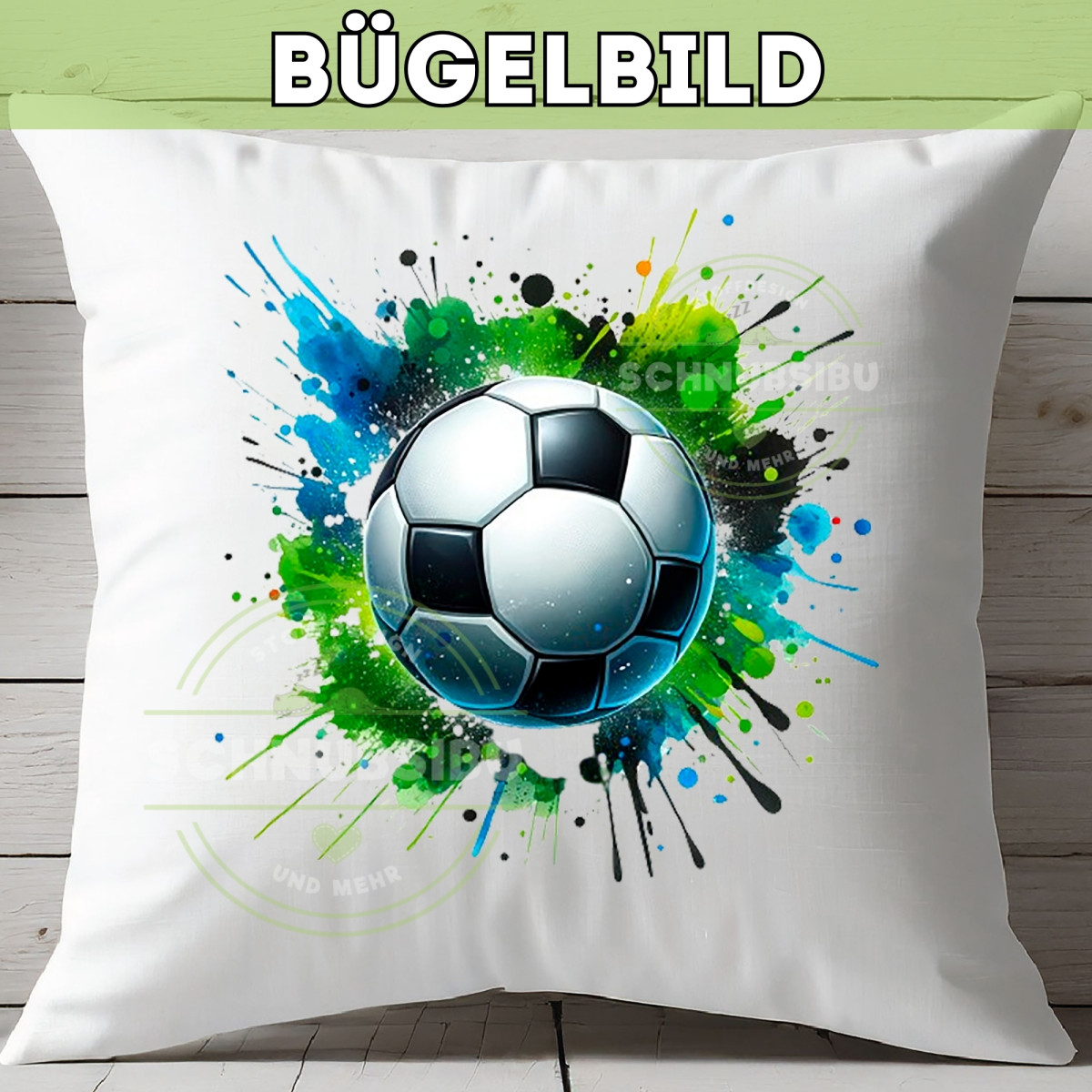 Bügelbild Fussball grün